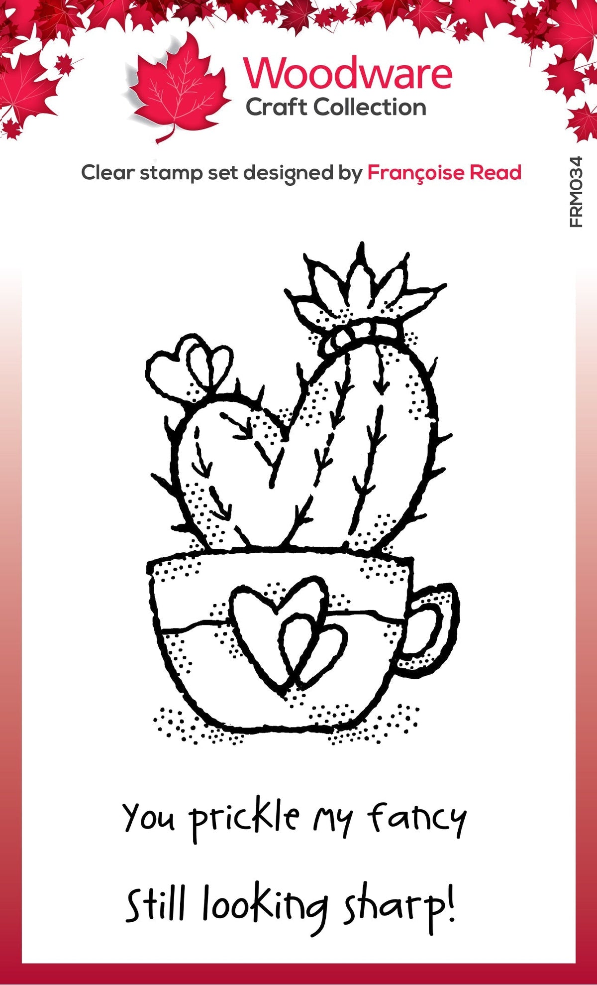 Tampon Woodware Clear Singles Cactus Cœur 9,65 cm x 6,60 cm