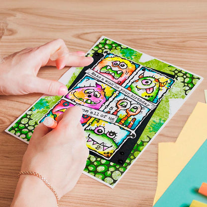 Lot de tampons transparents Woodware Monster Skin 7,6 x 10,2 cm