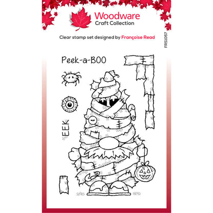 Woodware Clear Singles Mummy Gnome 4 in x 6 in Stamp Set