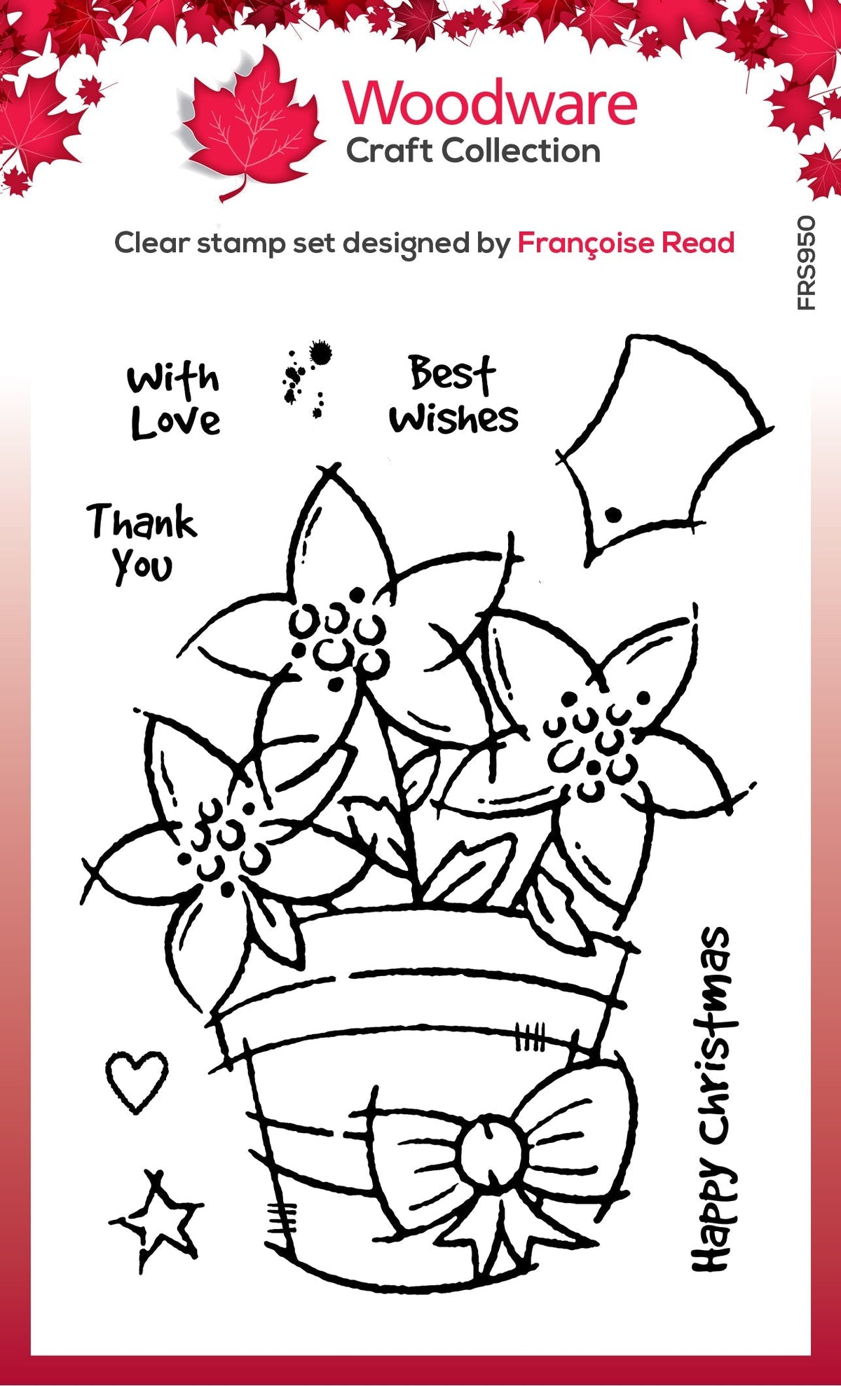 Woodware Clear Singles Poinsettias en pot 4 po x 6 po Tampon