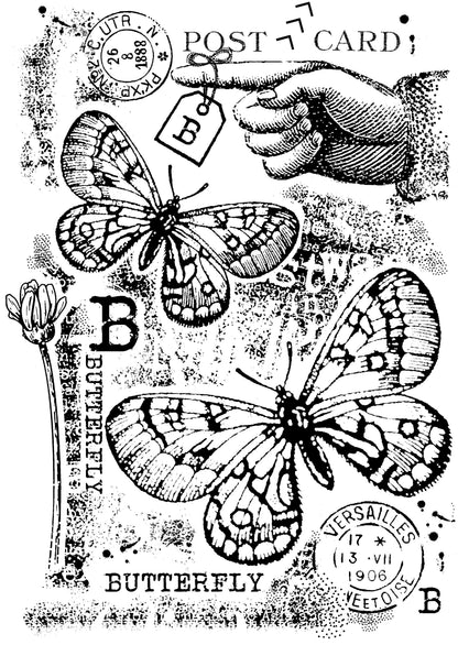 Tampon Woodware Clear Singles B comme Papillon 4 po x 6 po