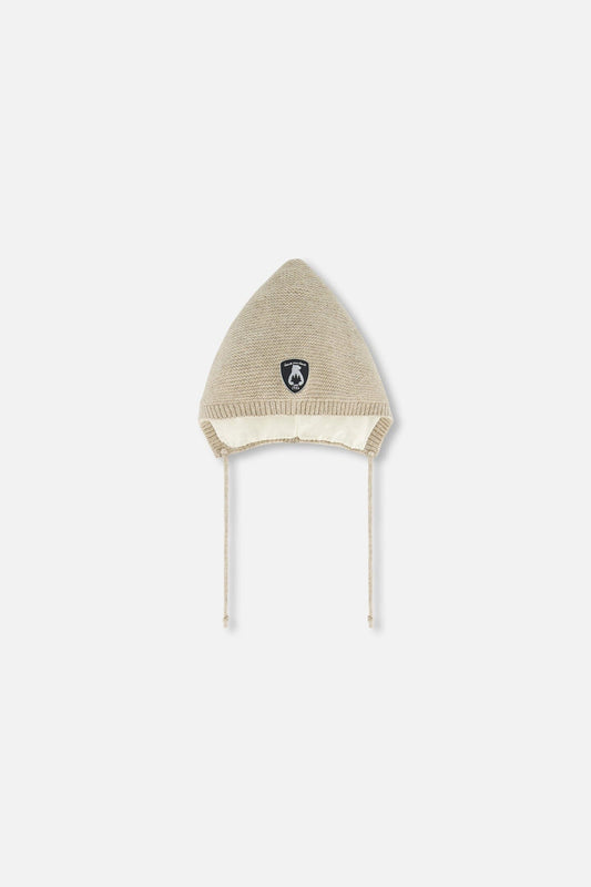 Bonnet pointu en tricot beige pour bébé