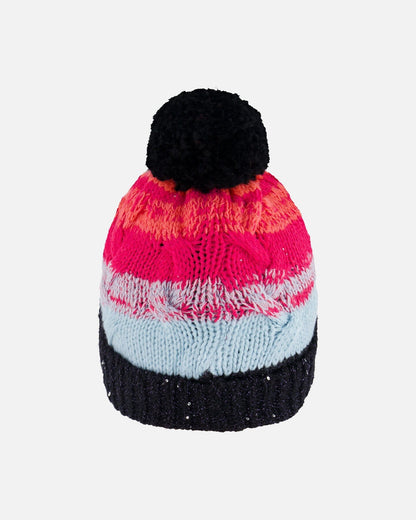 Knit Hat Gradient Blue, Coral And Fuschia