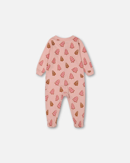 Pyjama une pièce en coton biologique Biscuits de Noël roses
