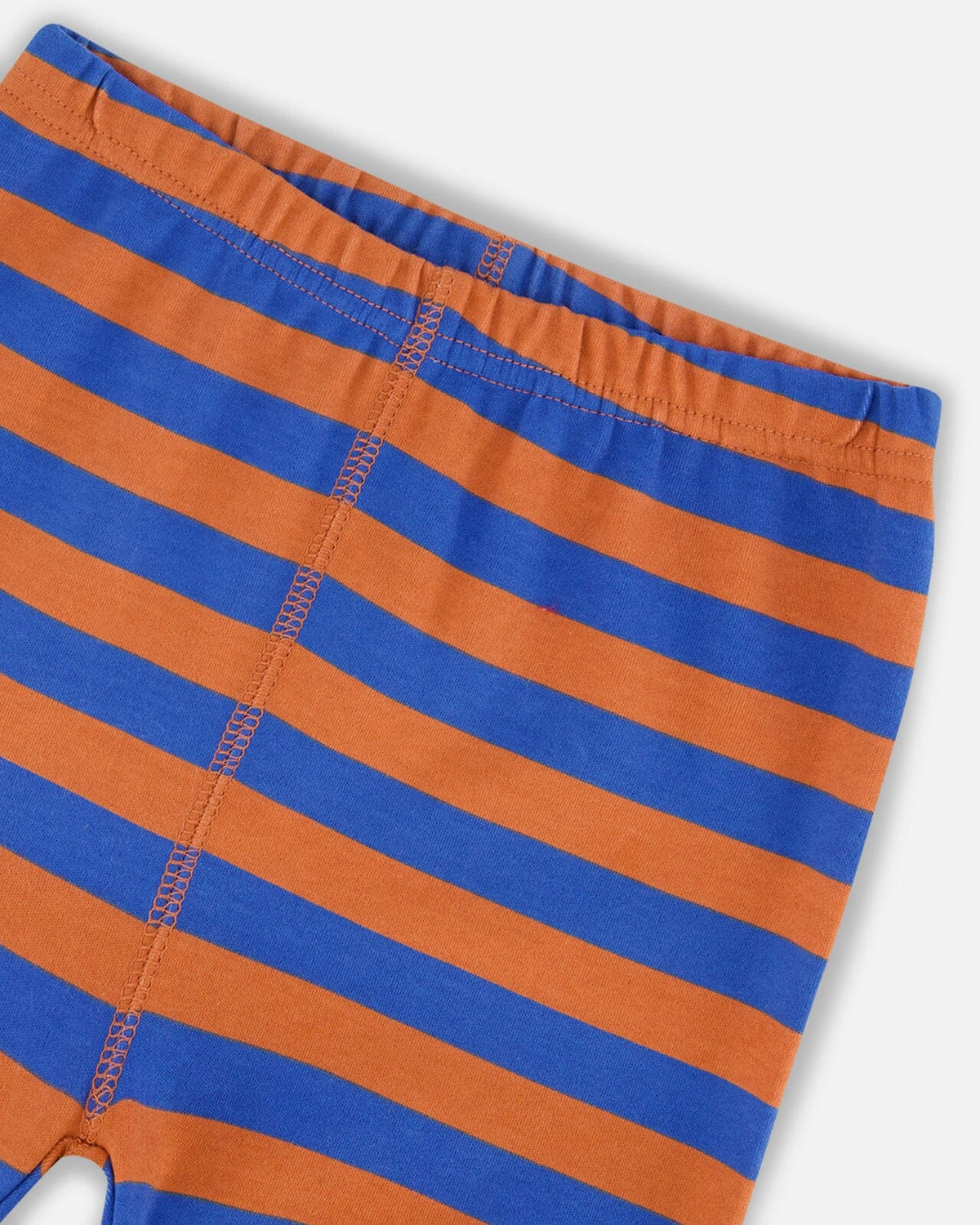 Ensemble pyjama deux pièces en coton biologique à rayures bleues et oranges