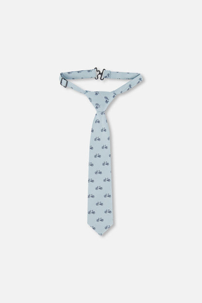 Neck Tie Pale Blue With Bicycle