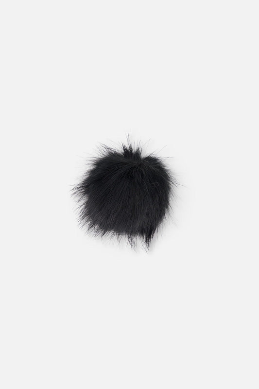 Pompom en fausse fourrure noire pour bonnet