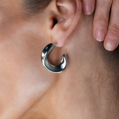 Style GALENA White Gold (Silver Toned): Twisted Hoop Style Earrings