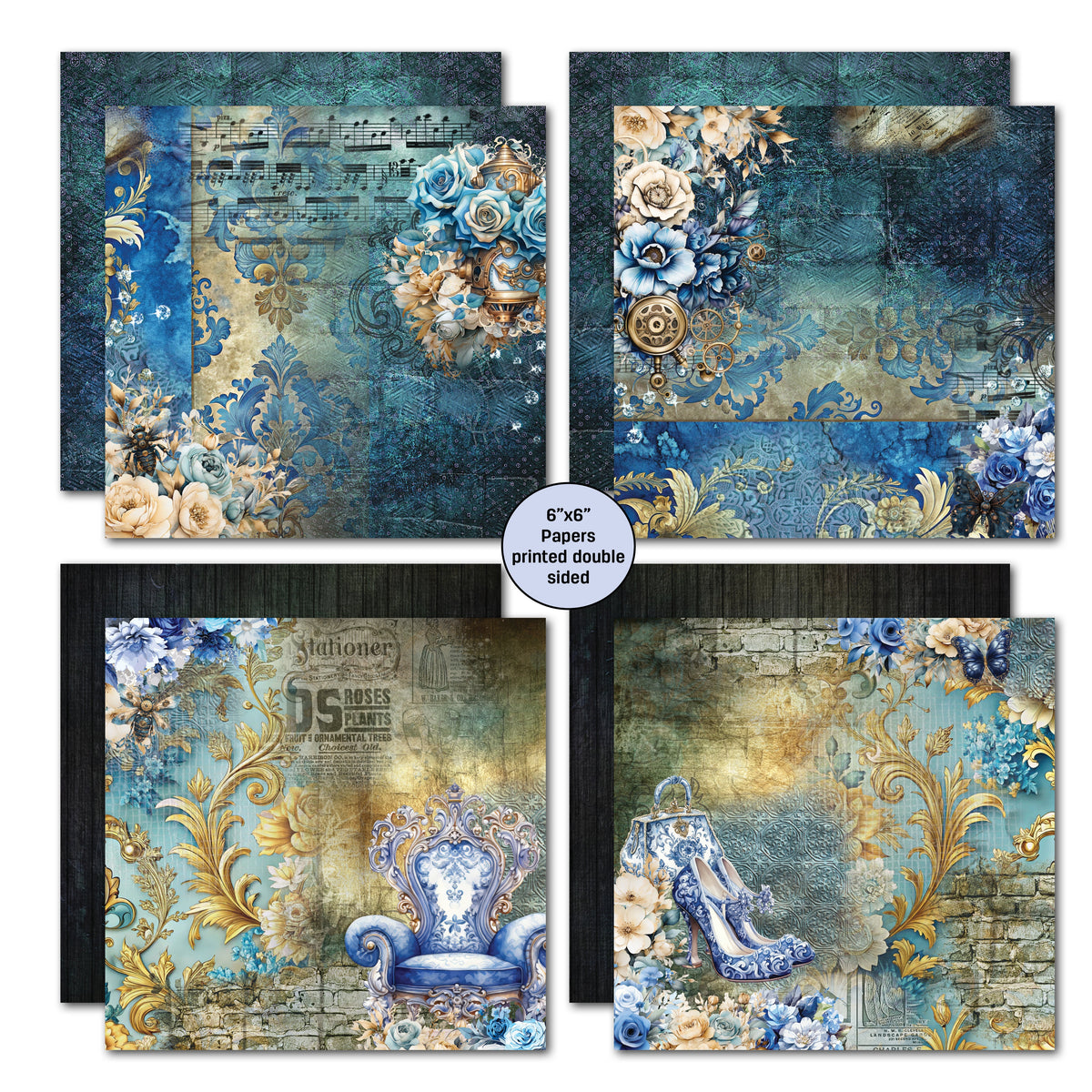 3Quarter Designs Grunged Baroque 6x6 Paper Pack