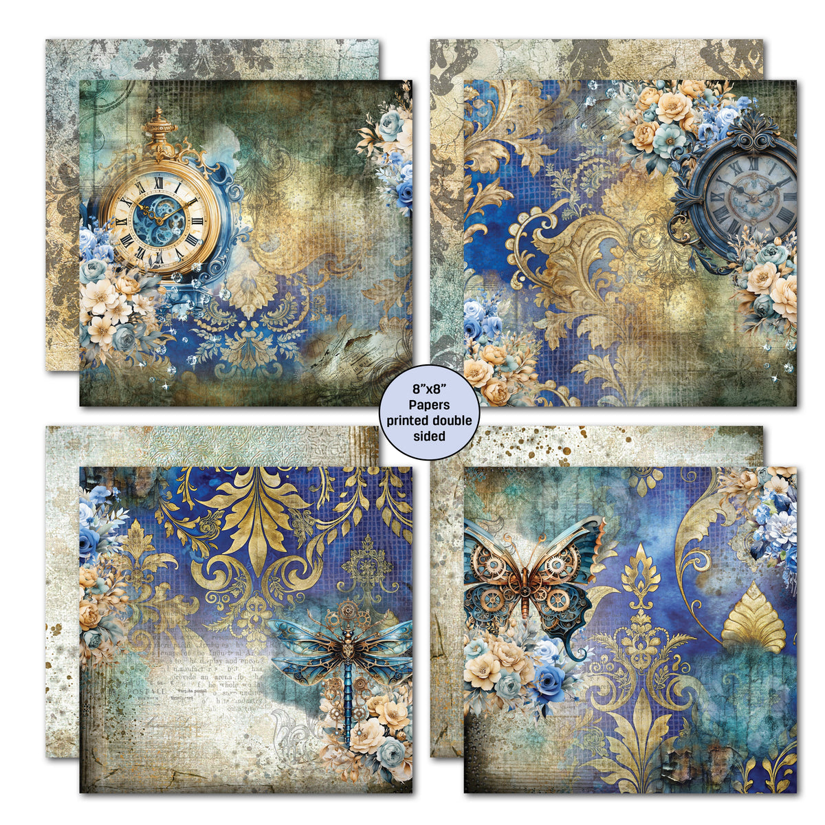 3Quarter Designs Grunged Baroque  8x8 Paper Pack