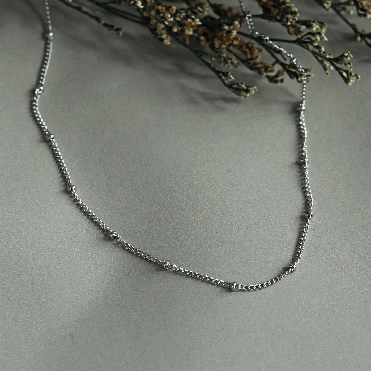 Collier en chaîne d'argent perlée GENOA