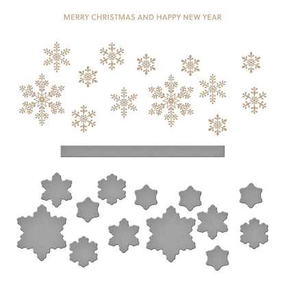 Matrice de coupe et plaque à chaud Glimmering Snowflakes de la collection Bibi's Snowflakes de Bibi Cameron