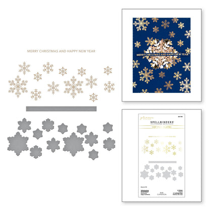 Matrice de coupe et plaque à chaud Glimmering Snowflakes de la collection Bibi's Snowflakes de Bibi Cameron