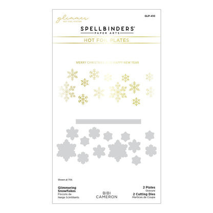 Matrice de coupe et plaque à chaud Glimmering Snowflakes de la collection Bibi's Snowflakes de Bibi Cameron