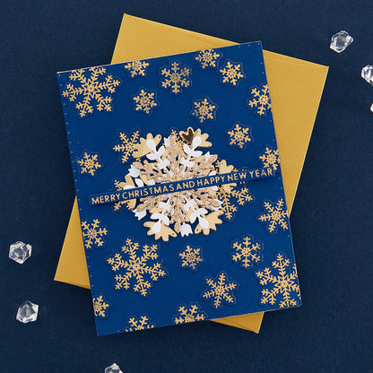 Matrice de coupe et plaque à chaud Glimmering Snowflakes de la collection Bibi's Snowflakes de Bibi Cameron