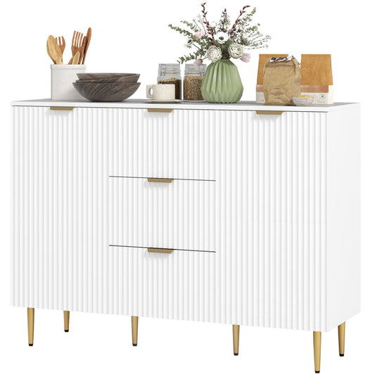 Ellis Modern Kitchen Buffet/Hallway Cabinet with 3 Drawers-White