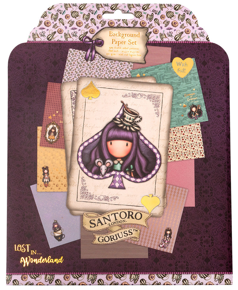 Feuilles de papier GOR, lot de 5x2 motifs double face Wonderland 203x203x3mm, 10 feuilles, n°22