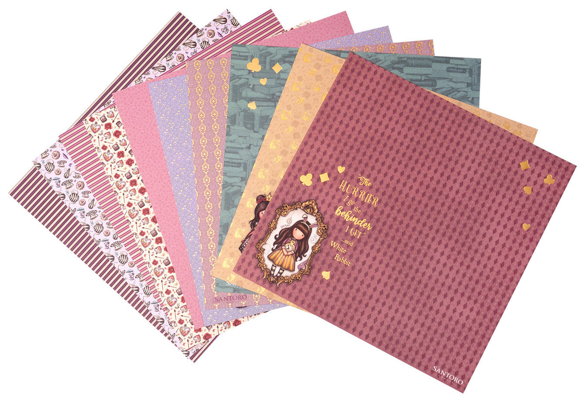 Feuilles de papier GOR, lot de 5x2 motifs double face Wonderland 203x203x3mm, 10 feuilles, n°22
