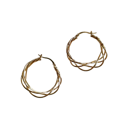 Boucles d'oreilles créoles torsadées - Plaqué or