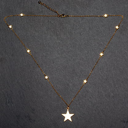 Star On Star Chain Necklace In Gold Plate