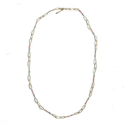 Long Chainlink Necklace with Enamel