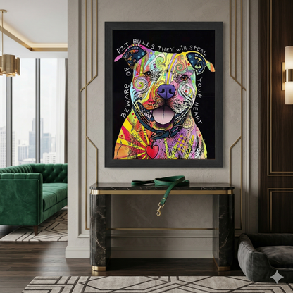 Love and a Dog Colorful Pop Art Framed Wall Decor (33.5x23.5)