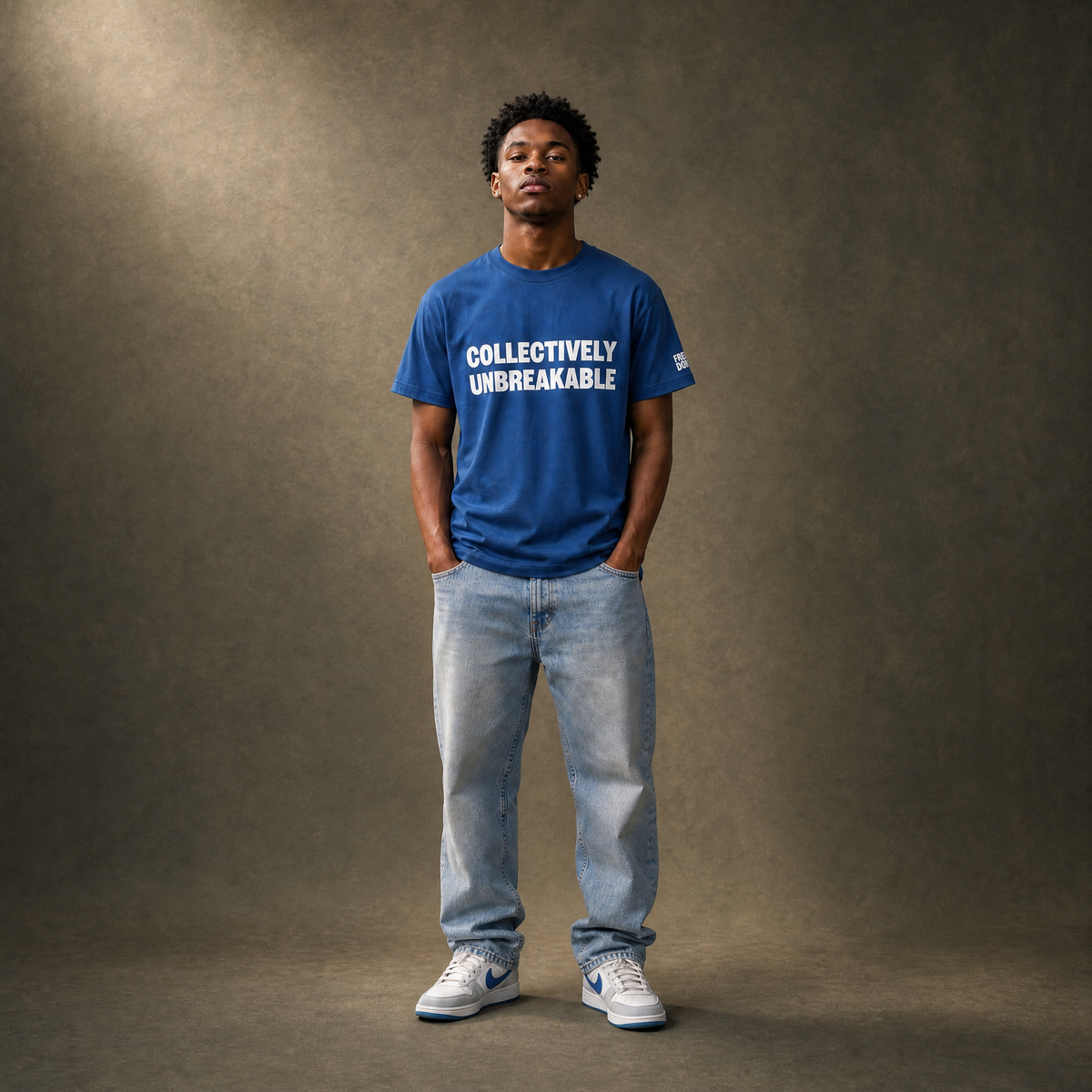 T-SHIRT HOMME COLLECTIVEMENT INCASSABLE - BLEU