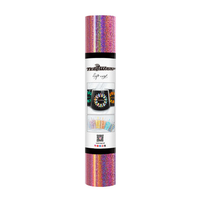 TeckWrap Holographic Sparkle Adhesive Vinyl - Glitter Mermaid Pink | Captivating Auroras for Your Crafts!