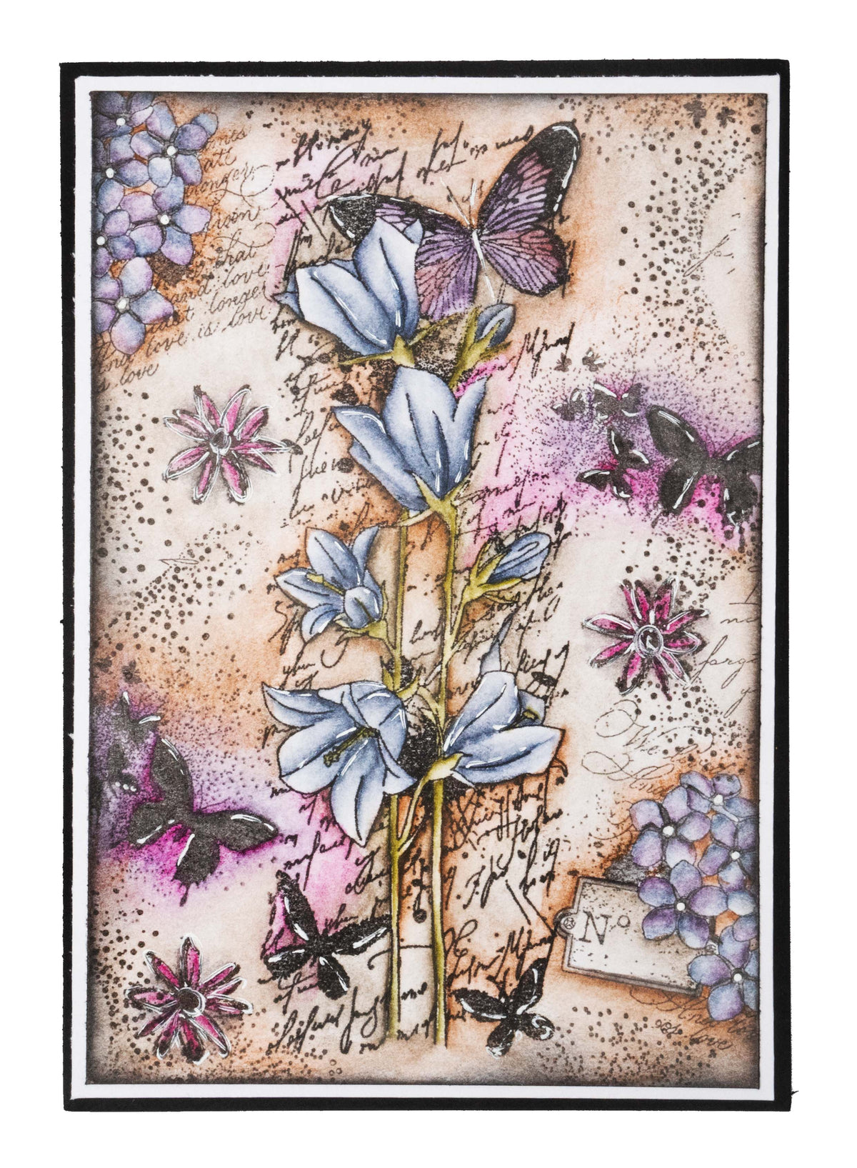 SL Tampon transparent Fleurs et Papillon Collection Grunge 89x132x3mm 6 PC nr.397