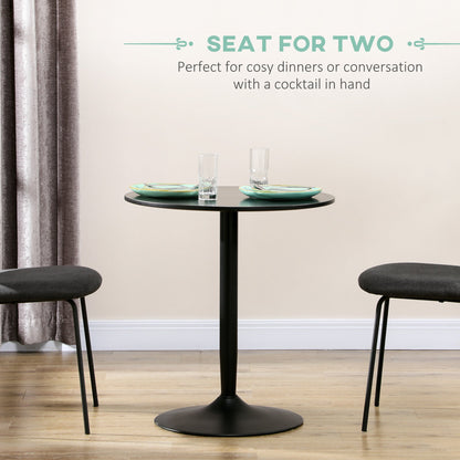 Table à manger ronde moderne Jan avec piètement en acier pour petits espaces - Noir
