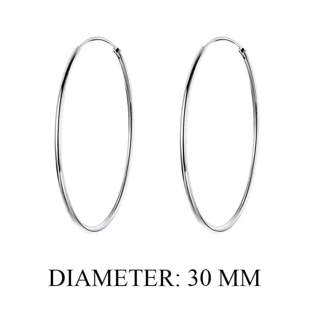 Grandes boucles d'oreilles créoles élégantes en argent sterling 925 pour femmes - Grandes créoles cercle sans fin (30/40 mm)