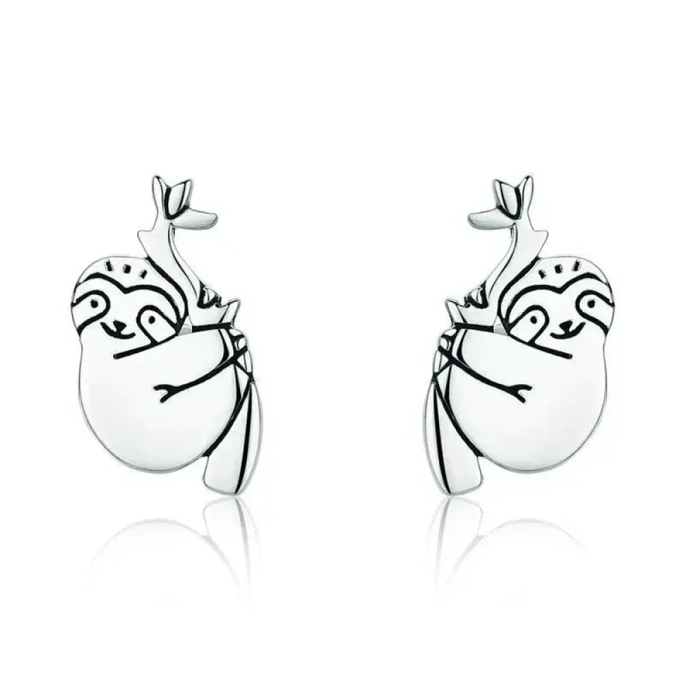 Adorables boucles d'oreilles paresseux en argent sterling - Bijoux animaux mignons