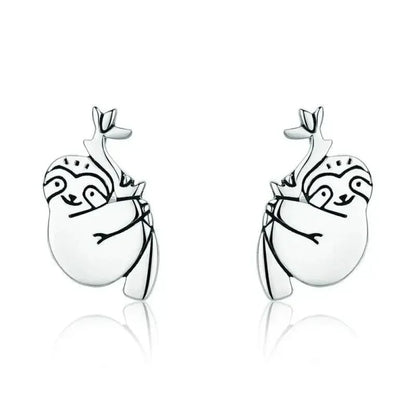 Adorables boucles d'oreilles paresseux en argent sterling - Bijoux animaux mignons
