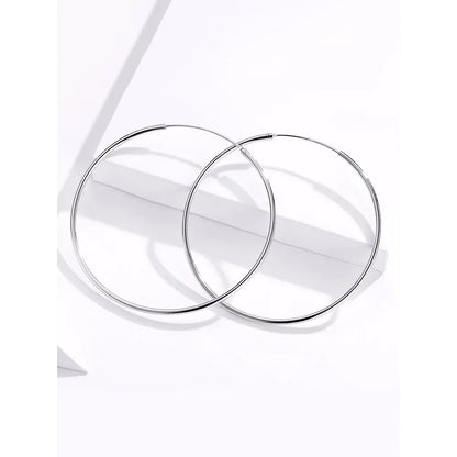 Grandes boucles d'oreilles créoles élégantes en argent sterling 925 pour femmes - Grandes créoles cercle sans fin (30/40 mm)