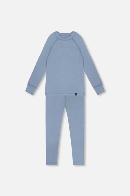 Ensemble de sous-vêtements techniques en laine mérinos bleu gris