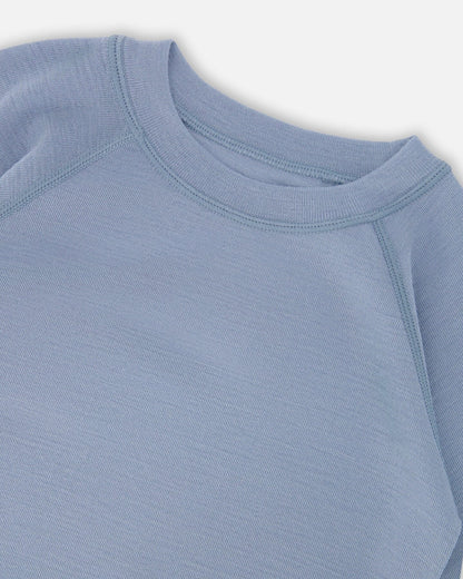 Ensemble de sous-vêtements techniques en laine mérinos bleu gris