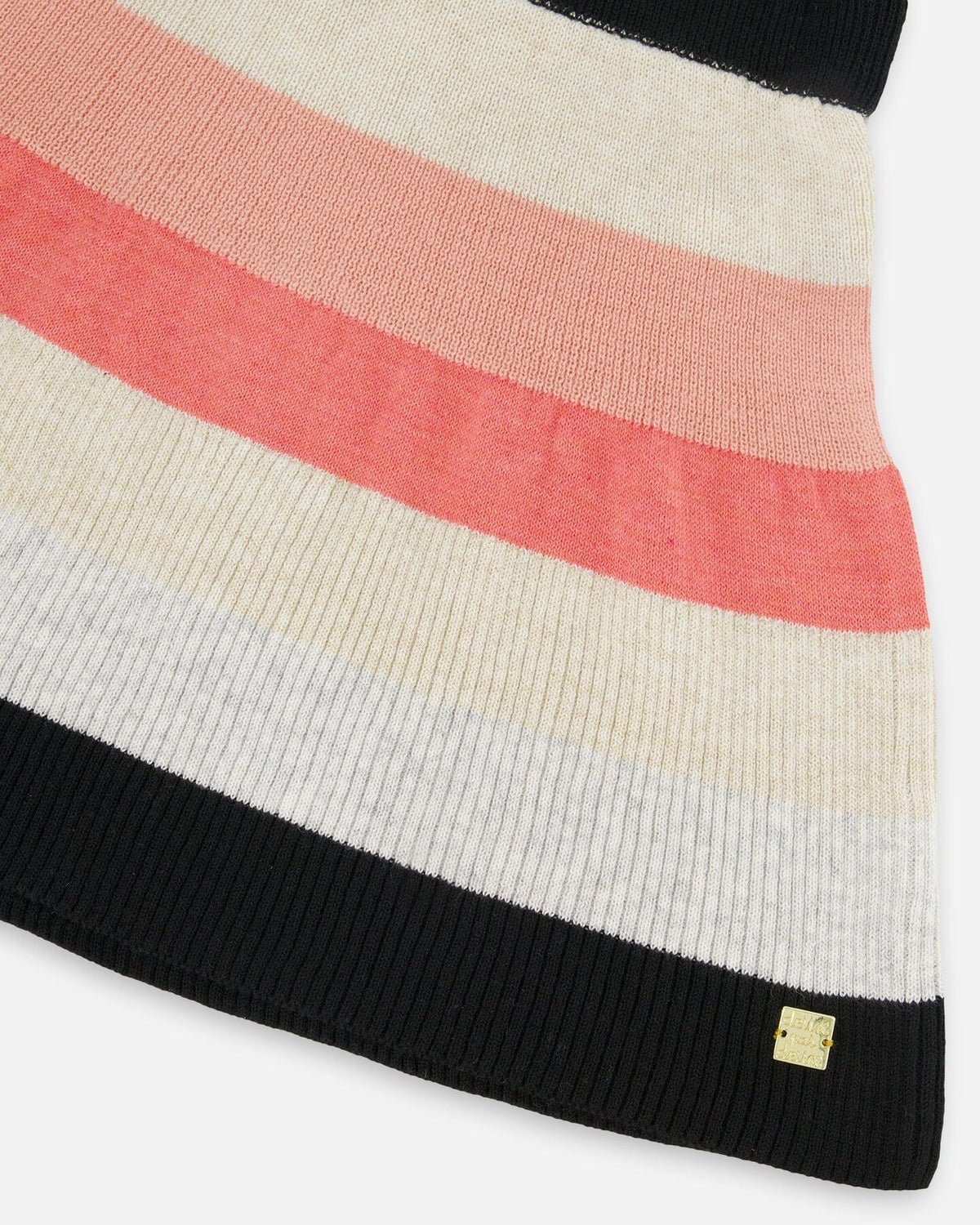 Jupe en tricot rayée beige, noire et rose