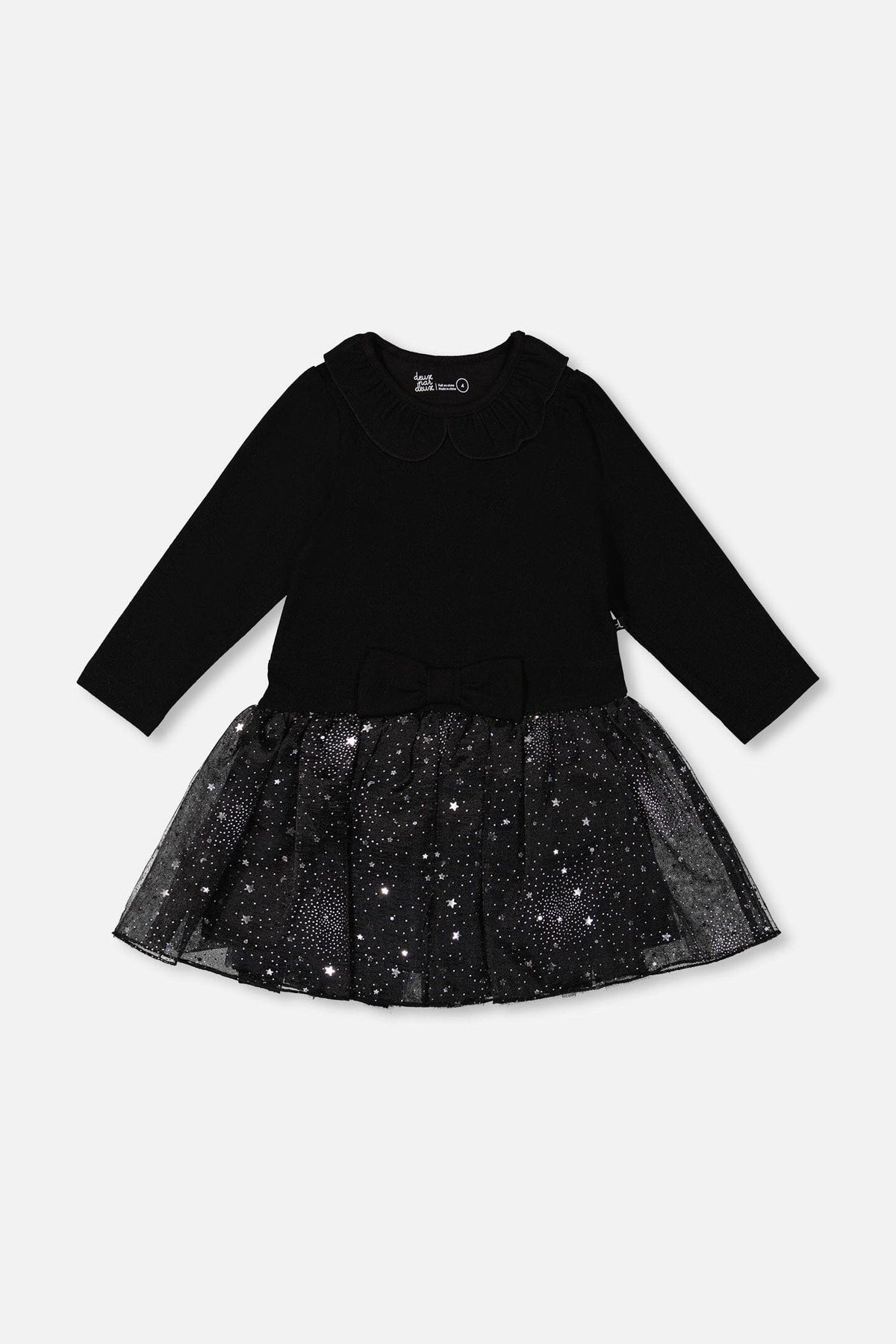 Robe bi-matière à jupe scintillante noire