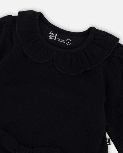 Robe bi-matière à jupe scintillante noire