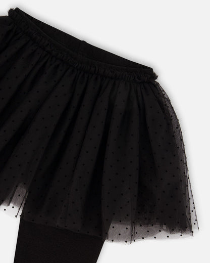 Legging avec jupe en tulle noir