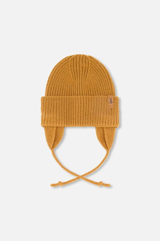 Bonnet en tricot mi-saison bébé marron noix de pécan