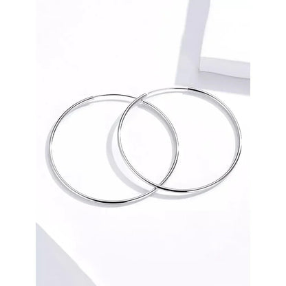Grandes boucles d'oreilles créoles élégantes en argent sterling 925 pour femmes - Grandes créoles cercle sans fin (30/40 mm)