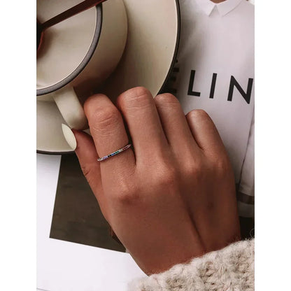 Bagues empilables en argent sterling 925 avec diamants simulés en oxyde de zirconium, plaquées platine pour femmes