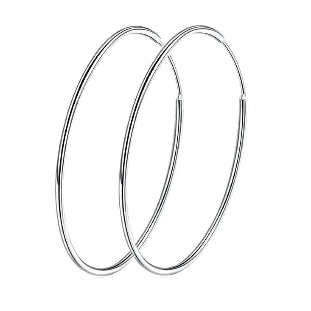 Grandes boucles d'oreilles créoles élégantes en argent sterling 925 pour femmes - Grandes créoles cercle sans fin (30/40 mm)