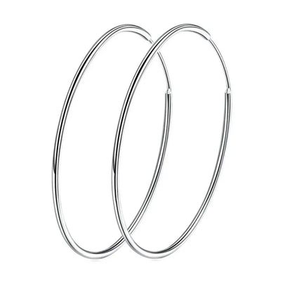Grandes boucles d'oreilles créoles élégantes en argent sterling 925 pour femmes - Grandes créoles cercle sans fin (30/40 mm)