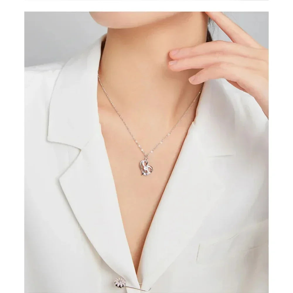 Collier Pendentif Cœur Amour Éternel en Argent Sterling avec Zircon Cubique - Collier Pour Femmes