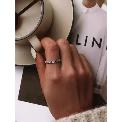 Bague en argent sterling 925 avec étoiles et cœurs