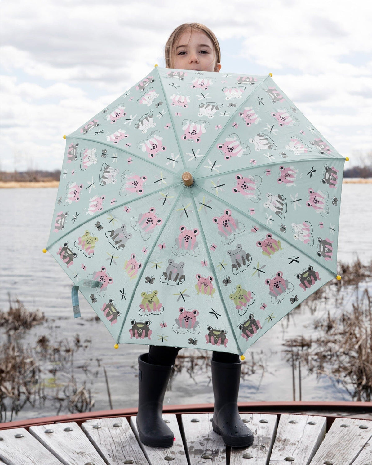 Color-Changing Umbrella Green Frog Print