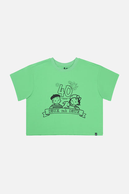 Adult 40th Anniversary Graphic Boxy T-Shirt Green