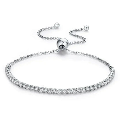Bracelet de tennis en argent sterling avec oxydes de zirconium – Plaqué or 14K, réglable